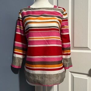 Silky striped 3/4 top, size 0